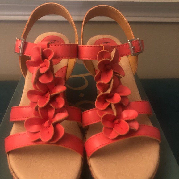 b.ø.c. EVITA Coral flowered cork platform sandal. NEW - Picture 4 of 7